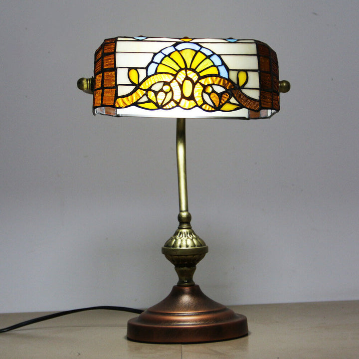 Europäische Tiffany Vintage Bankglas-Hardware 1-Licht Tischlampe 