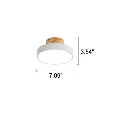 Nordic Wood  Round Acrylic LED Semi-Flush Mount Ceiling Light