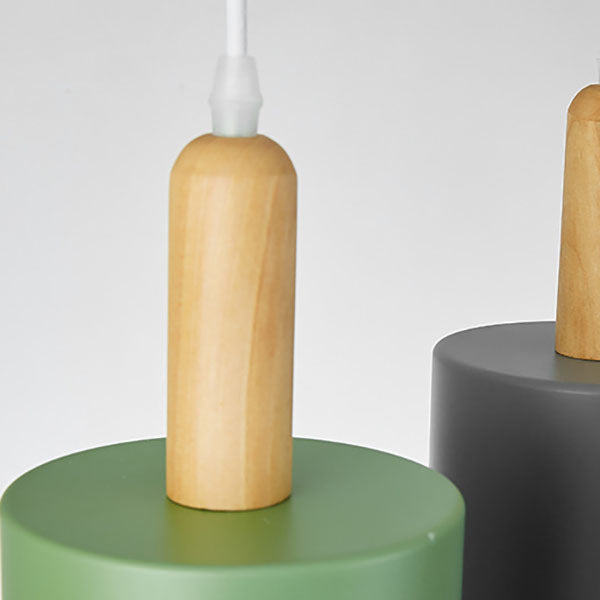 Lámpara de Araña de Madera y Hierro de Color Sólido Nórdico Macaron 1/3 Luz 