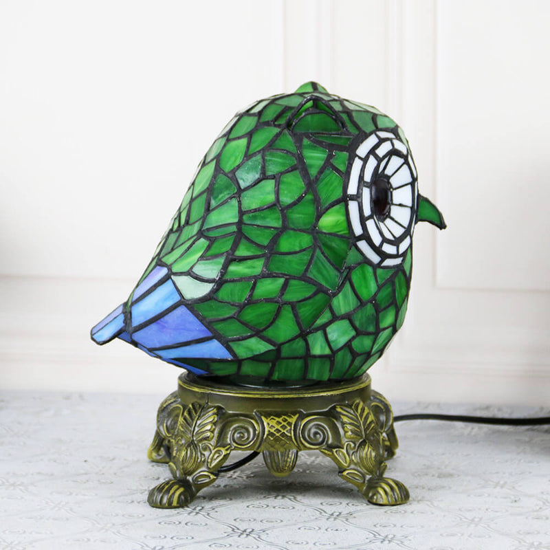 Lámpara de Mesa de Vidrio Tiffany Creative Owl Stained Glass de 1 Luz 
