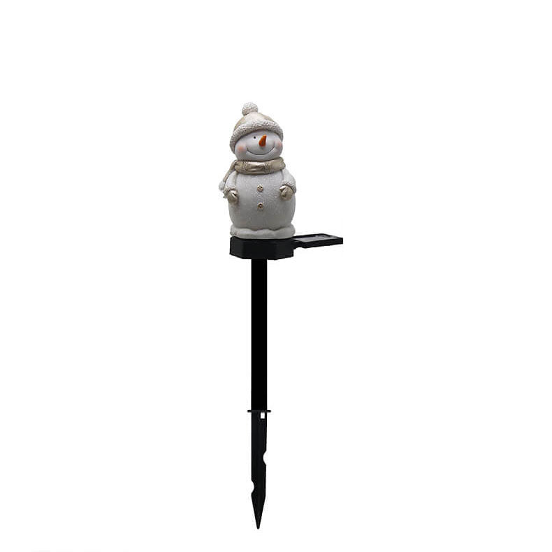 زينة حديقة خارجية على شكل رجل ثلج من الراتنج تعمل بالطاقة الشمسية لإضاءة المناظر الطبيعية 