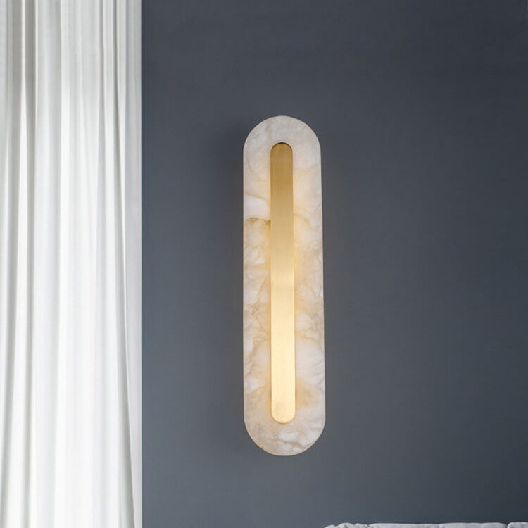 Light Luxury Brass Marble Oval Square LED Wall Sconce Lamp