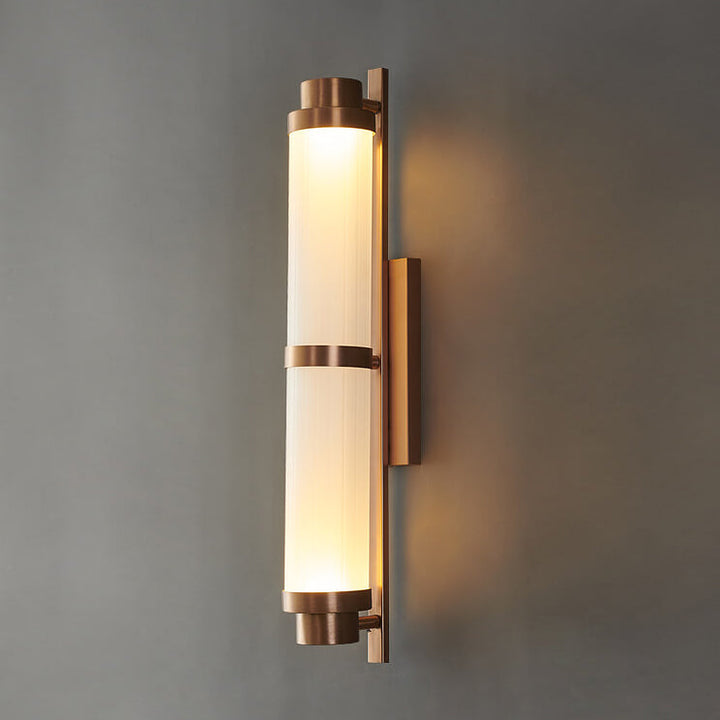 Modern Luxury Cylindrical Glass Stainless Steel Rose Gold LED Wall Sconce Lamp for Living Room Bedroom