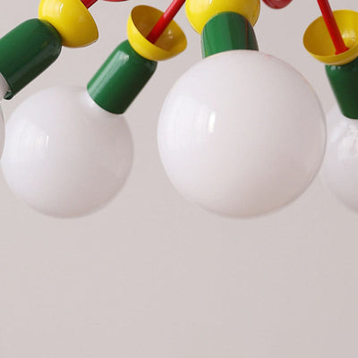 Contemporary Scandinavian Orb Fruit Iron Glass 2/3/5 Light Chandelier For Bedroom