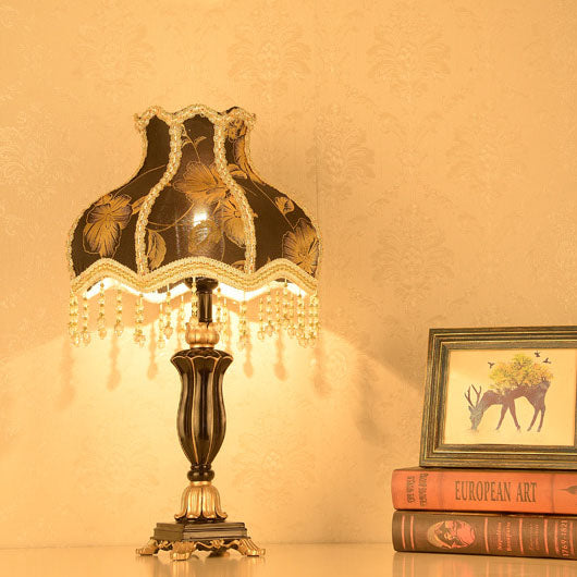 Lampe de table à 1 lumière en résine à pampilles en tissu de luxe européen 