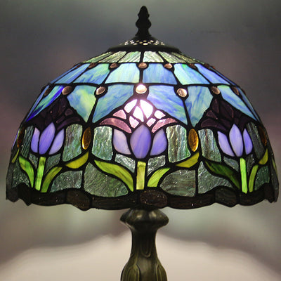 European Style Tiffany Gemstone Flower Dome 1-Licht-Tischlampe 