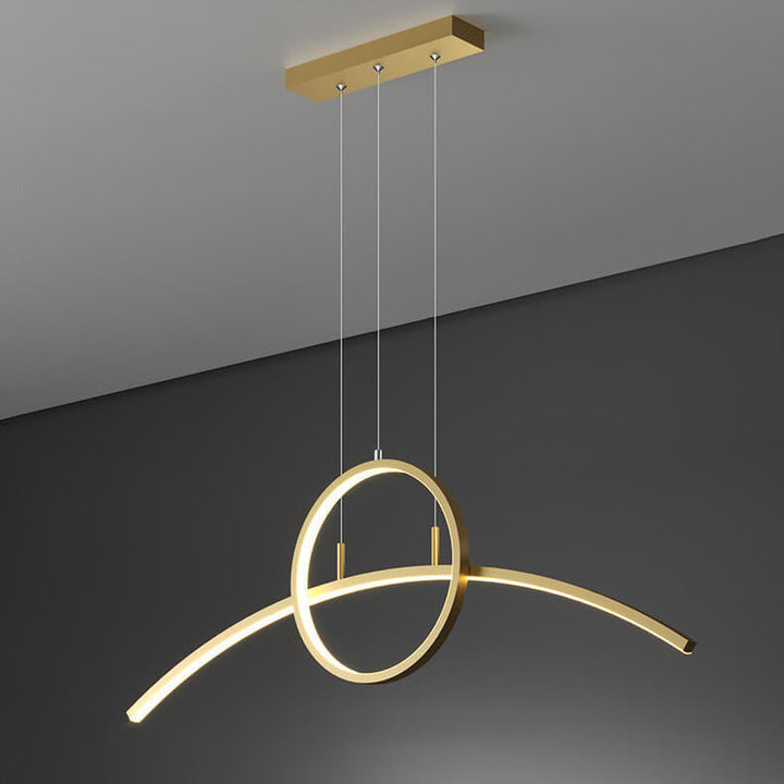 Lustre LED moderne et créatif avec courbe longue et ronde pour îlot 