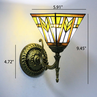 European Tiffany Square Stained Glass 1-Light Wall Sconce Lamp
