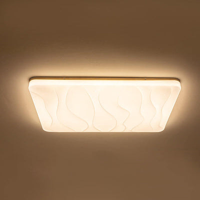 Modern Minimalist Solid Wood Edging PVC Rectangular Shade LED Flush Mount Ceiling Light For Living Room