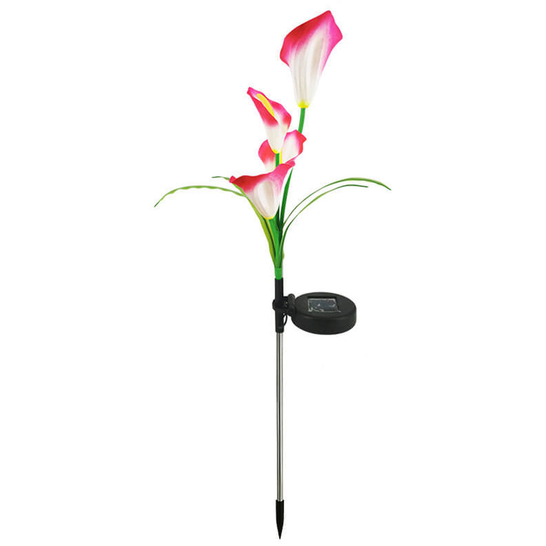 Moderne Solarpferdeschuhblume Bunte 4 LED Outdoor Garten Bodenstecker Landschaftslicht 