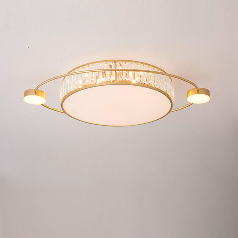 Nordic Luxury Crystal Round Ring Satellite LED Flush Mount Ceiling Light
