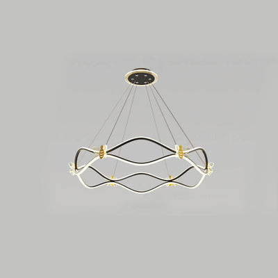 Modern Minimalist Wave Iron 3/4-Light LED Island Light Chandelier