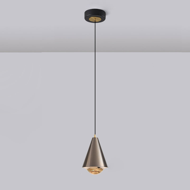 Modern Minimalist Solid Color Free Lift Conical 1-Light Pendant Light
