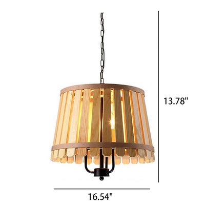 Modern Colored Wooden Barrel Dome 3 Light Chandelier