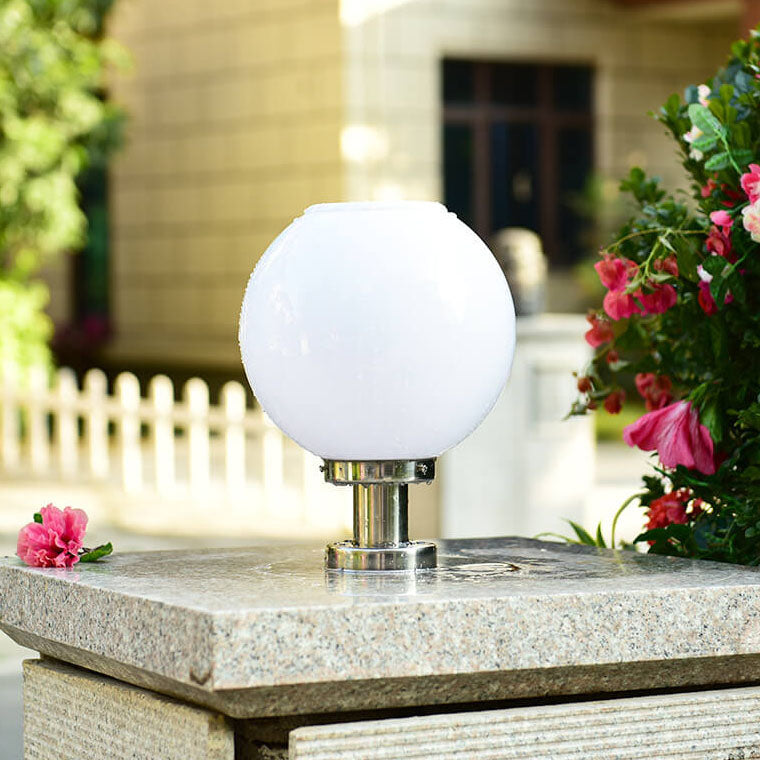 Solar LED Stainless Steel Acrylic Round Head Courtyard LED Path Lamp