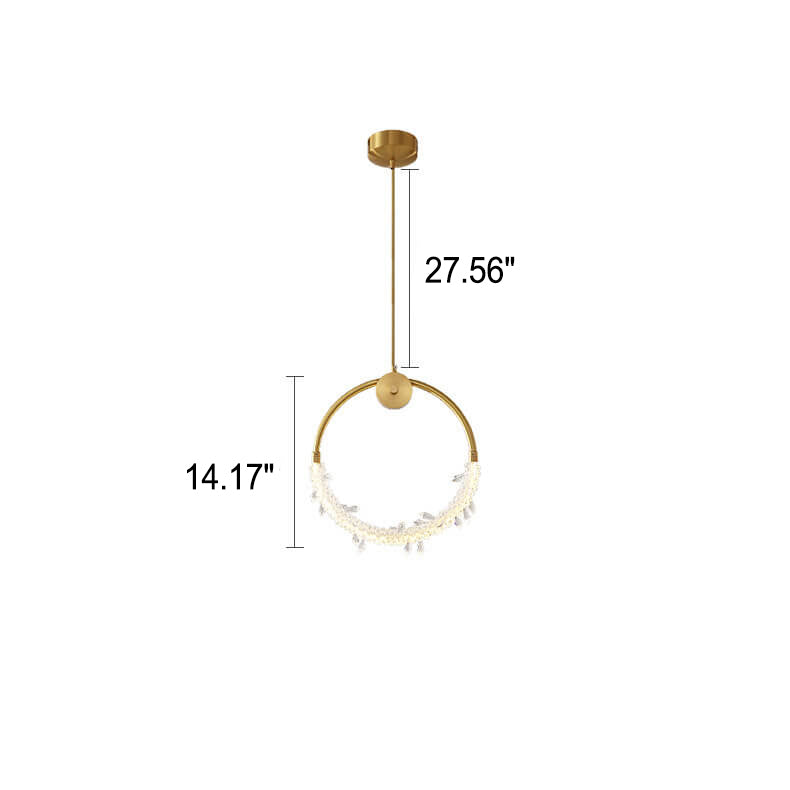 Nordic Luxury Circle Messing Eis Kristall LED Pendelleuchte 