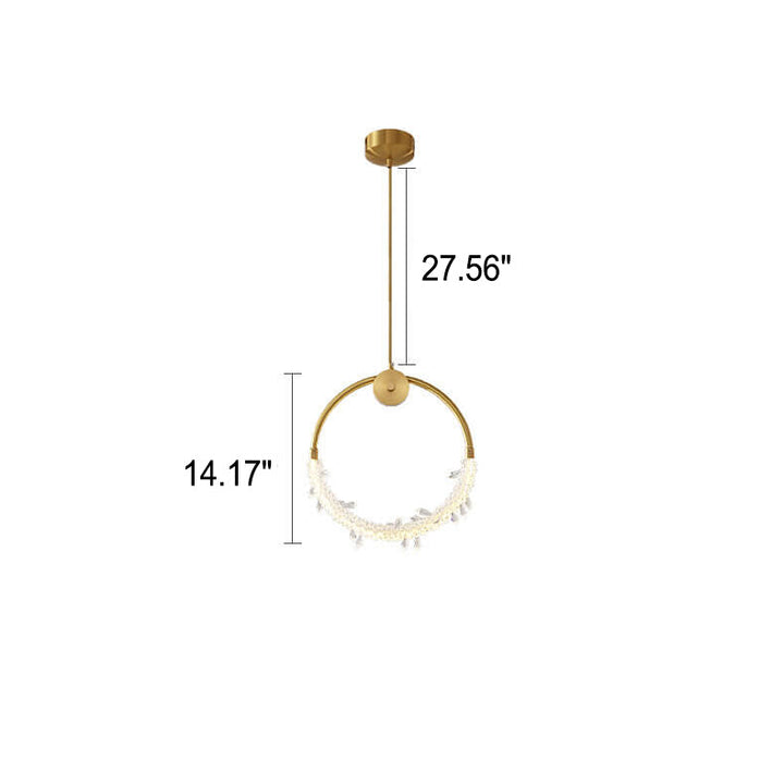 Nordic Luxury Circle Messing Eis Kristall LED Pendelleuchte 
