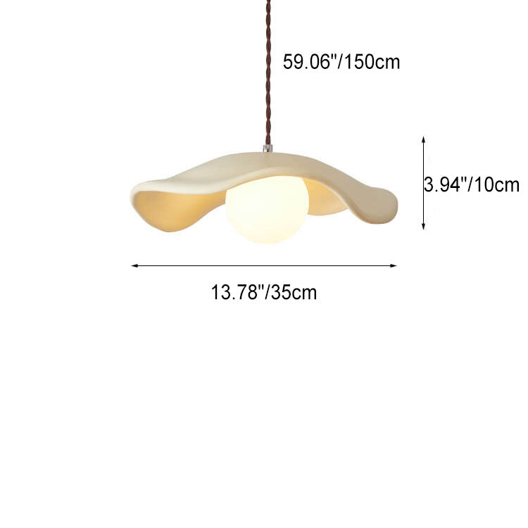 Dôme en crème de macaron Design en vague Résine Suspension à 1 lumière 