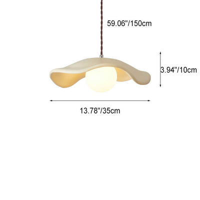 Macaron Cream Dome Wave Design Resin 1-Light Pendant Light