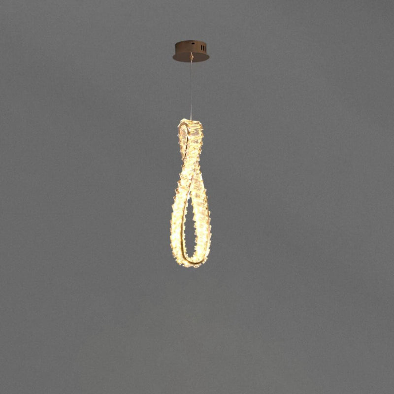 Modern Light Luxury Ring Crystal Hardware LED Pendant Light