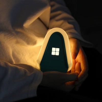 Lámpara de Mesa de Luz Nocturna LED Recargable USB de Silicona en Forma de Casa de Nieve Moderna de Dibujos Animados 