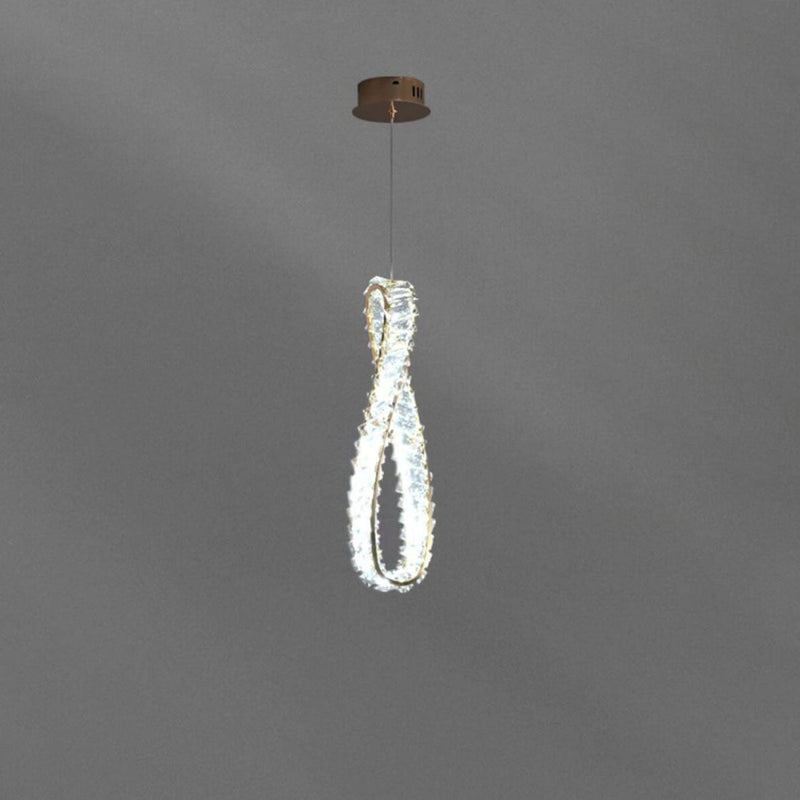 Modern Light Luxury Ring Crystal Hardware LED Pendant Light