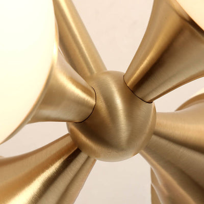 Plafonnier semi-encastré à 4 lumières en verre et laiton de luxe moderne 