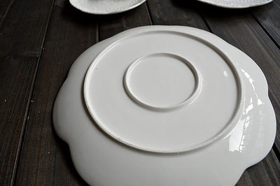 Creative European-style Relief Butterfly White Porcelain Dinner Plate