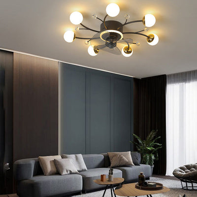 Nordic Light Luxury Creative 5/7-Light LED Flush Mount Fan Light