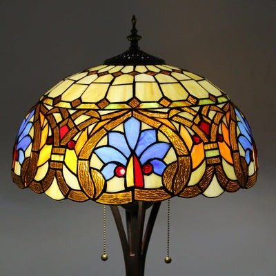 European Tiffany Stained Glass Rustic 2-Light Standing Floor Lamp