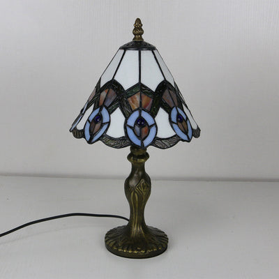 Tiffany Decorative Flower Umbrella Rose Alloy Stained Glass 1-Light Table Lamp