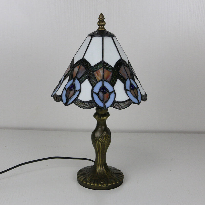 Tiffany Decorative Flower Umbrella Rose Alloy Stained Glass 1-Light Table Lamp