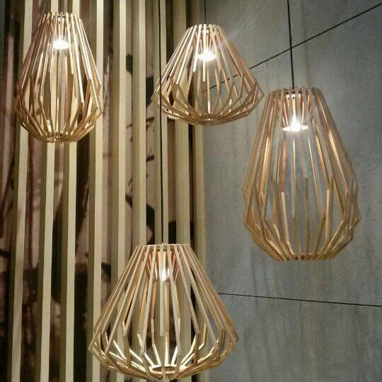 Vintage Creative Geometric Ash Wood 1-Light Pendant Light