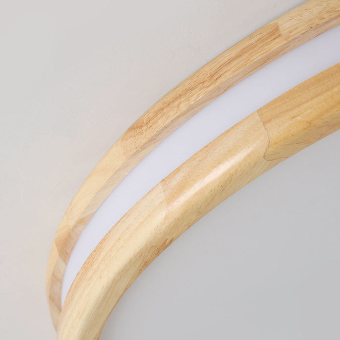 Plafonnier encastré à LED mince en bois rond simple japonais 