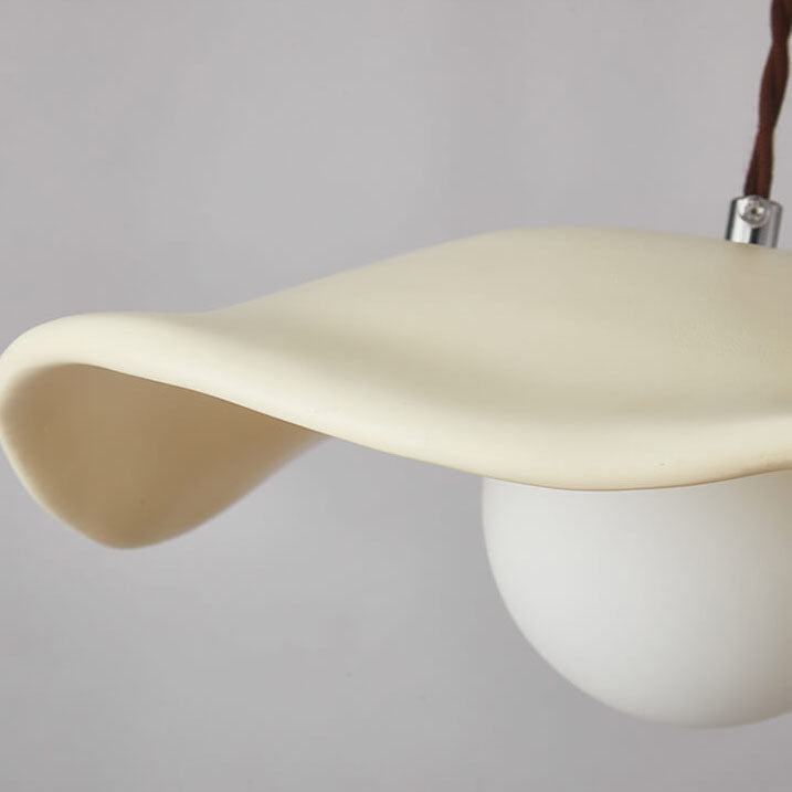 Dôme en crème de macaron Design en vague Résine Suspension à 1 lumière 