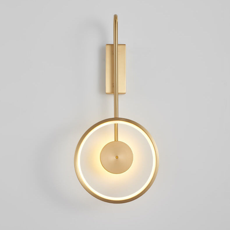 Minimalist Light Luxury Copper Circle Long Arm LED Wall Sconce Lamp