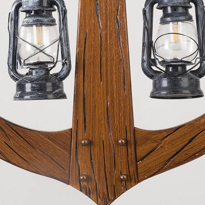 Candelabro de isla de 2 luces con ancla de barco industrial retro 
