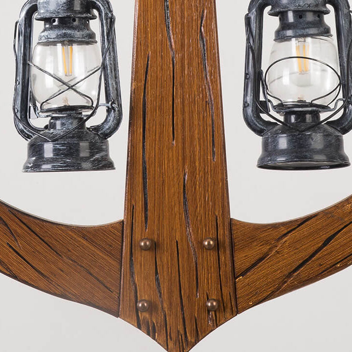 Candelabro de isla de 2 luces con ancla de barco industrial retro 