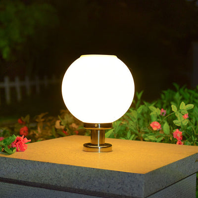 Solar LED Stainless Steel Acrylic Round Head Courtyard LED Path Lamp