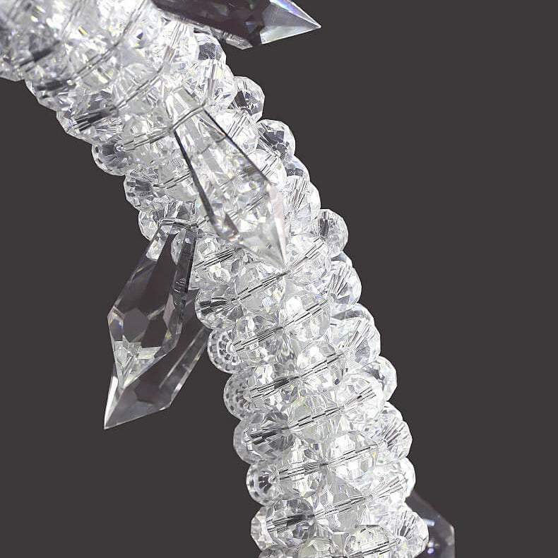Nordic Luxury Circle Brass Ice Crystal LED Pendant Light