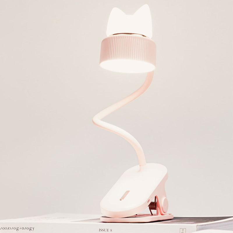 Lampe de Table à LED avec Pince et Protection des Yeux Créative Moderne avec Oreilles de Chat 