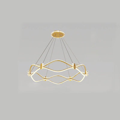 Modern Minimalist Wave Iron 3/4-Light LED Island Light Chandelier