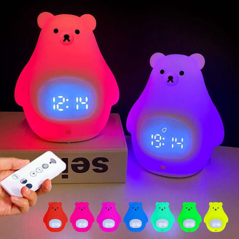 Réveil en silicone ours polaire avec lumière LED de nuit 