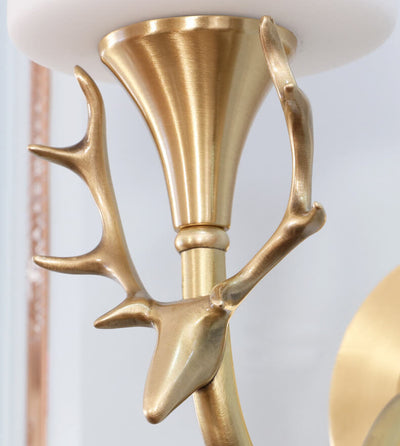 Industrial Full Copper Exquisite Deer Head Design 1/2-Light Wall Sconce Lamp