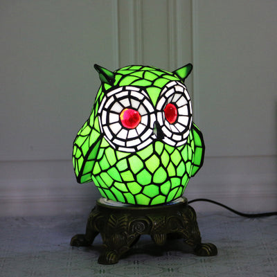 Lámpara de Mesa de Vidrio Tiffany Creative Owl Stained Glass de 1 Luz 