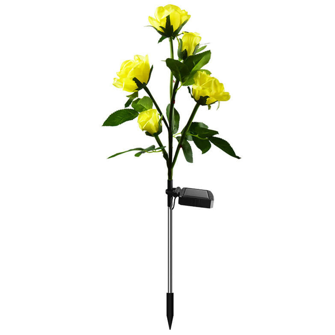 Moderner Solar-Rosenstrauß 5 Kopf LED Outdoor Garten Dekorative Boden-Einsteck-Landschaftsbeleuchtung 