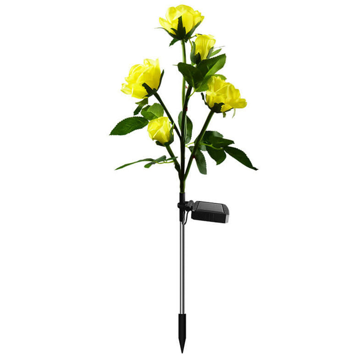 Moderner Solar-Rosenstrauß 5 Kopf LED Outdoor Garten Dekorative Boden-Einsteck-Landschaftsbeleuchtung 