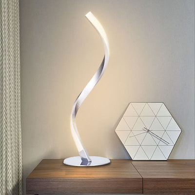 Modern Minimalist Aluminum Spiral Strip LED Table Lamp For Home Office