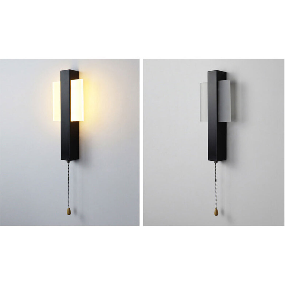 Applique murale LED avec interrupteur à tirette en fer forgé simple nordique et acrylique 