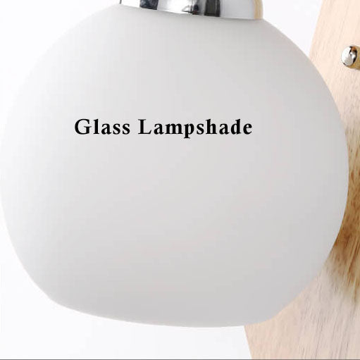 Applique murale à bras en bois avec globe en verre à 1 lumière 